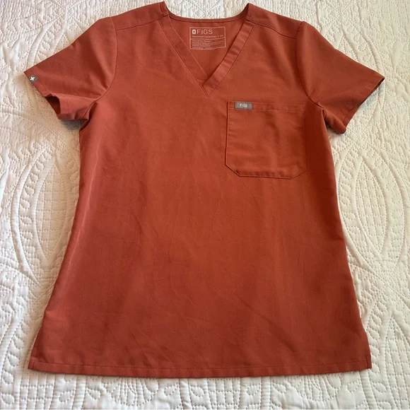 Figs Terracotta V-Neck Scrub Top - Picture 1 of 7